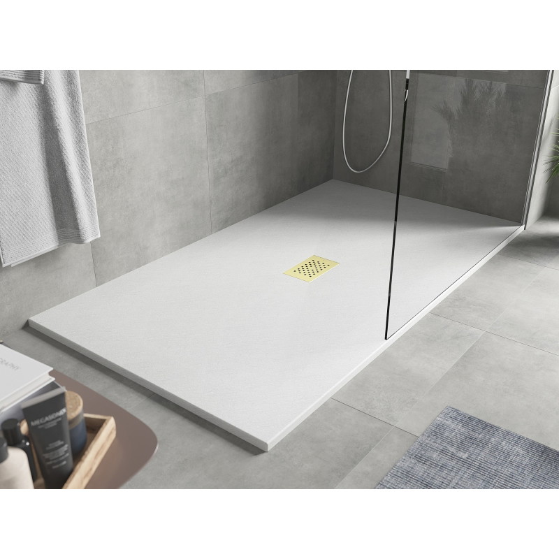Mexen Hugo receveur rectangulaire SMC 170 x 100 cm, blanc, cache doré - 42101017-G