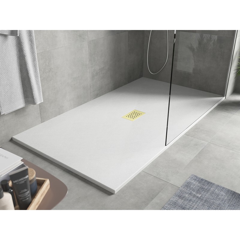 Mexen Hugo receveur rectangulaire SMC 170 x 100 cm, blanc, cachette dorée - 42101017-G