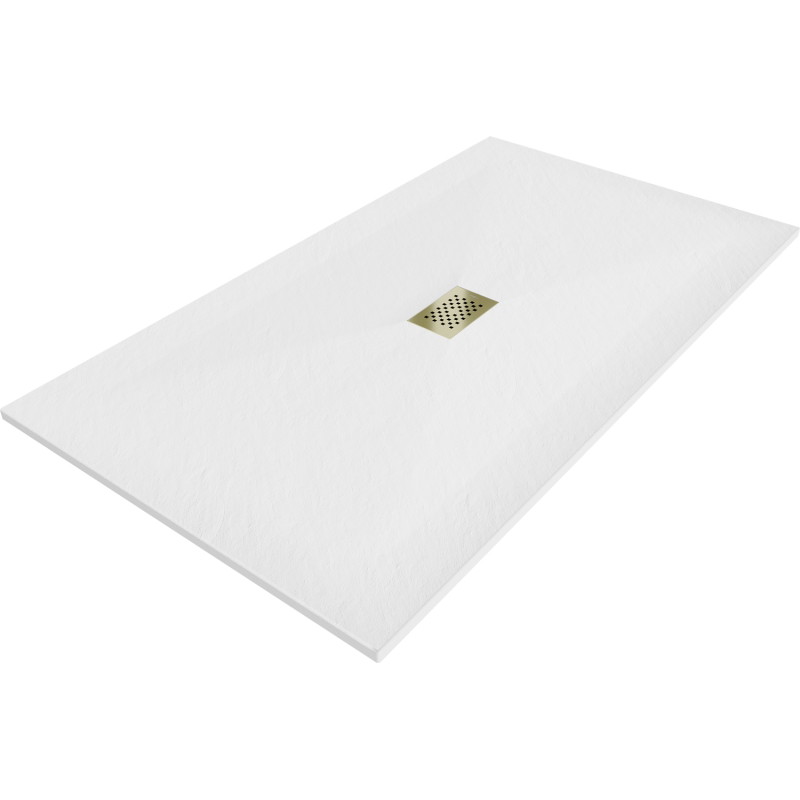 Mexen Hugo receveur de douche rectangulaire SMC 160 x 100 cm, blanc, cache doré - 42101016-G