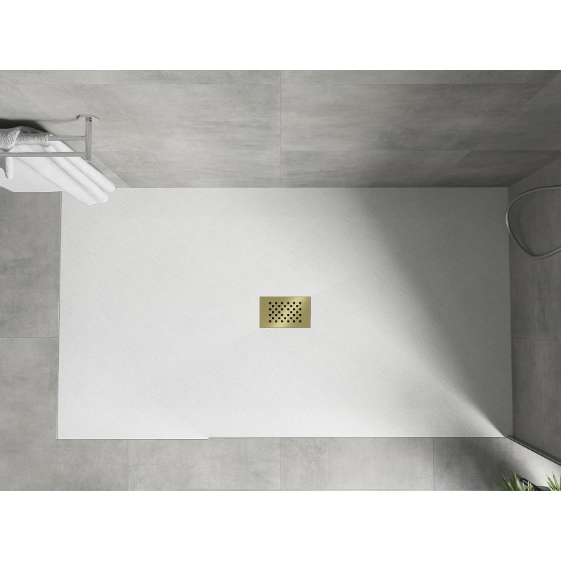 Mexen Hugo receveur de douche rectangulaire SMC 180 x 100 cm, blanc, cache doré - 42101018-G