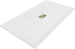 Bac à douche rectangulaire Mexen Hugo SMC 180 x 100 cm, blanc, couvre-joint doré - 42101018-G