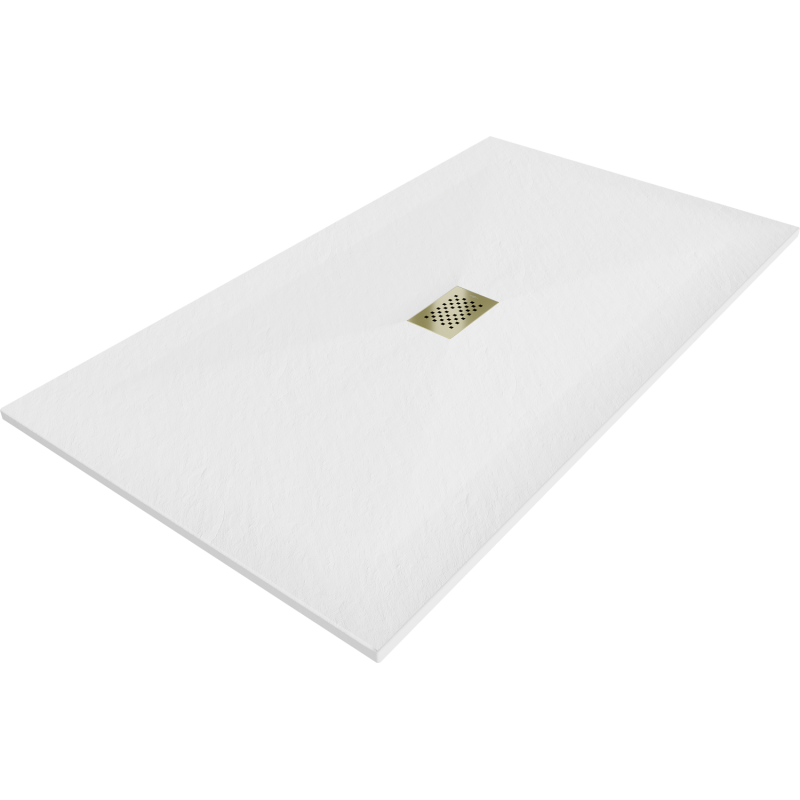 Mexen Hugo receveur rectangulaire SMC 200 x 100 cm, blanc, cache doré - 42101020-G