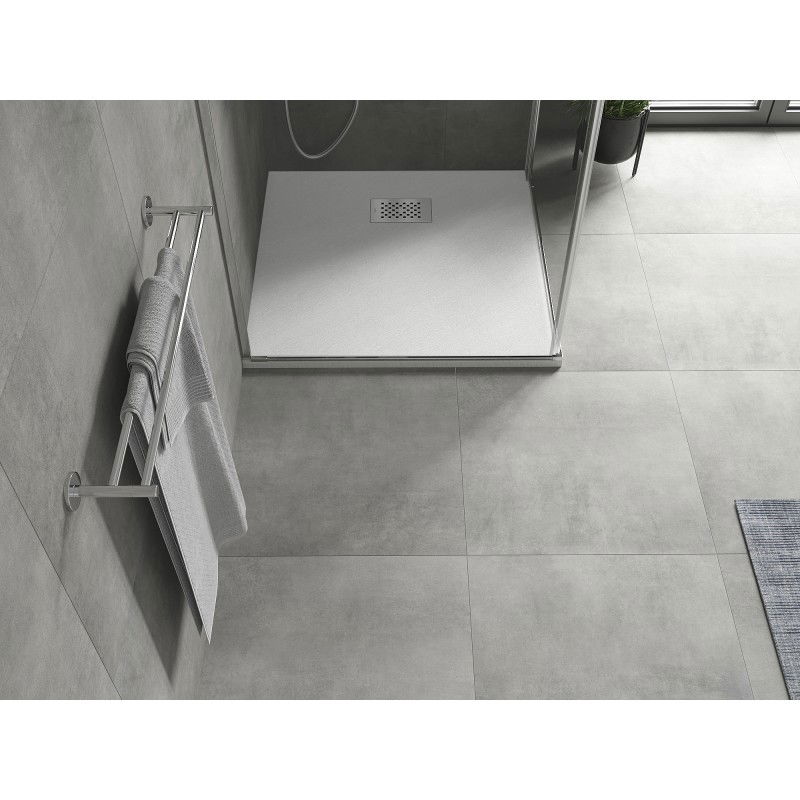 Mexen Hugo receveur de douche carré SMC 70 x 70 cm, blanc, cache inox - 42107070-X