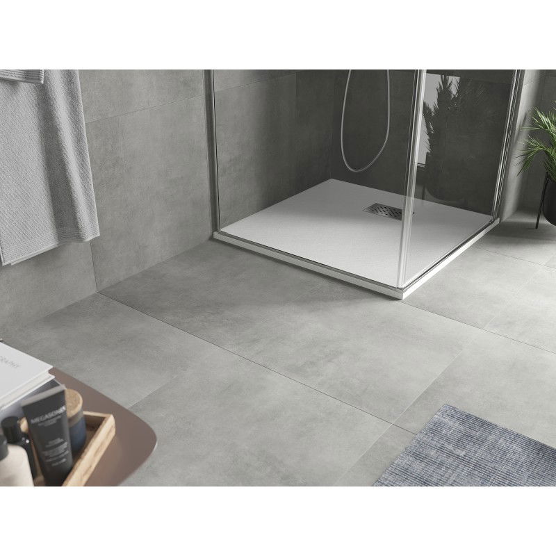 Mexen Hugo receveur de douche carré SMC 70 x 70 cm, blanc, cache inox - 42107070-X