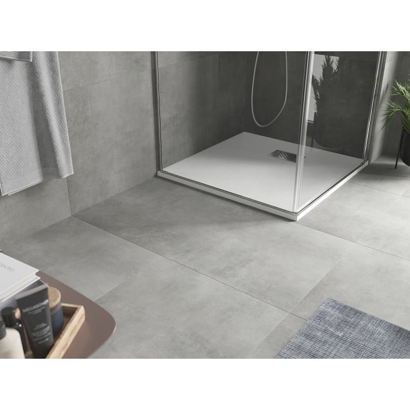 Mexen Hugo receveur de douche carré SMC 80 x 80 cm, blanc, cache inox - 42108080-X