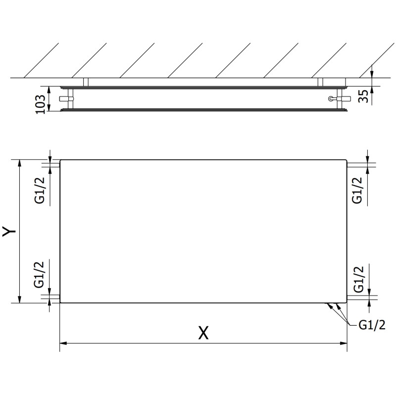 Mexen CVHF20 Hygiene Flat radiateur panneau 500 x 400 mm, raccordement inférieur, 345 W, anthracite - W620HF-050-040-66