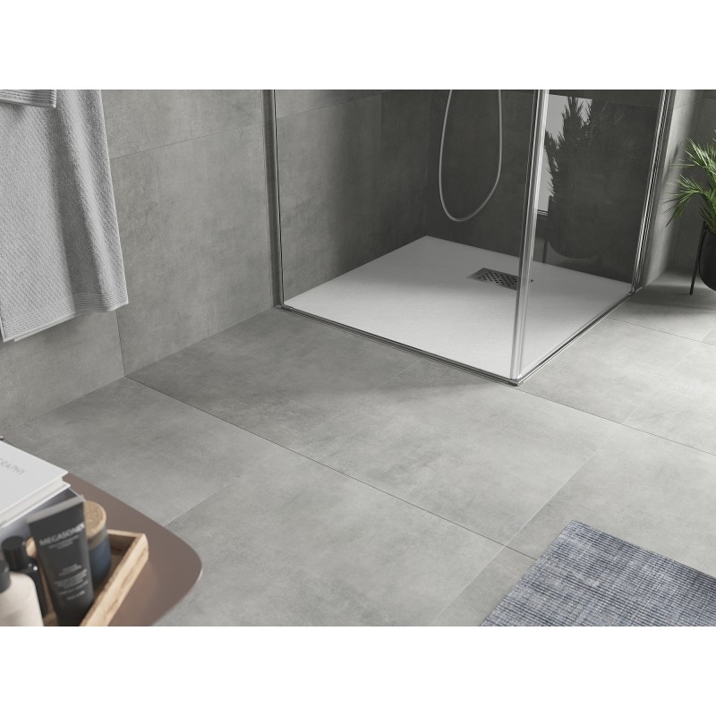 Mexen Hugo receveur de douche carré SMC 90 x 90 cm, blanc, couvercle inox - 42109090-X
