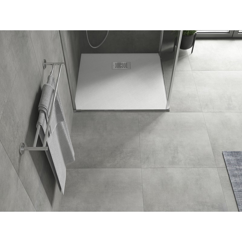 Mexen Hugo receveur de douche carré SMC 90 x 90 cm, blanc, couvercle inox - 42109090-X