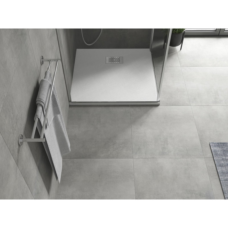 Mexen Hugo receveur de douche carré SMC 90 x 90 cm, blanc, cache inox - 42109090-X