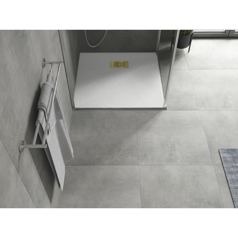 Mexen Hugo receveur de douche carré SMC 80 x 80 cm, blanc, cache or - 42108080-G