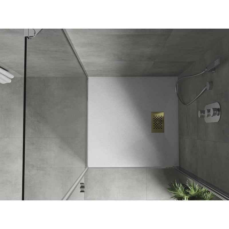 Mexen Hugo receveur de douche carré SMC 90 x 90 cm, blanc, cache d'or - 42109090-G
