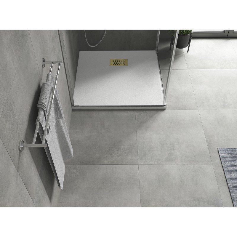 Mexen Hugo receveur de douche carré SMC 90 x 90 cm, blanc, cache d'or - 42109090-G