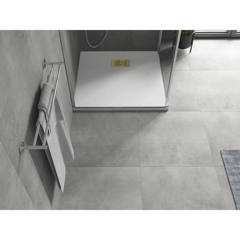 Mexen Hugo receveur de douche carré SMC 90 x 90 cm, blanc, cache-douche doré - 42109090-G
