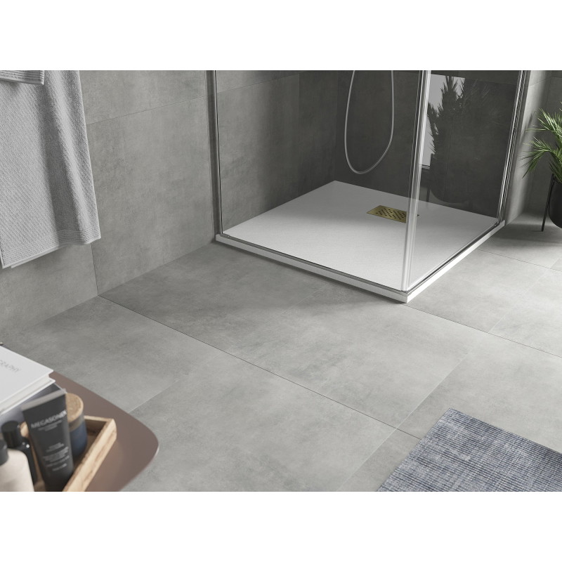 Mexen Hugo receveur de douche carré SMC 90 x 90 cm, blanc, cache-douche doré - 42109090-G