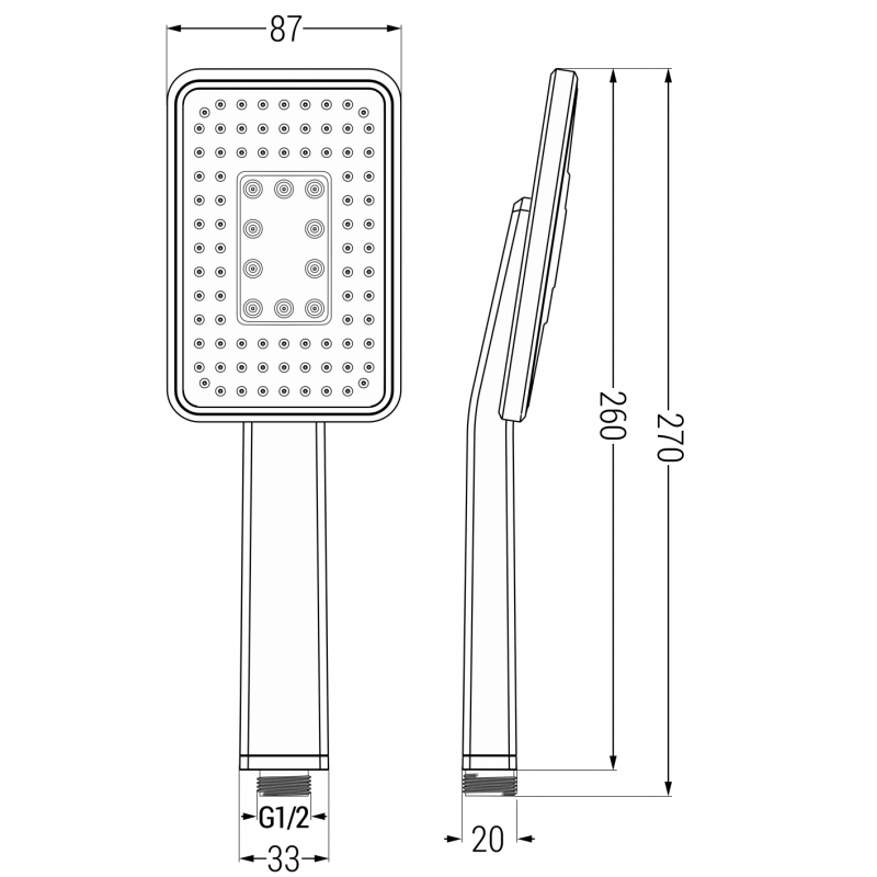 Mexen R-54 pommeau de douche 1 fonction, noir/chrome - 79554-71