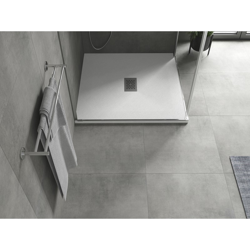 Mexen Hugo receveur de douche carré SMC 100 x 100 cm, blanc, couvercle inox - 42101010-X
