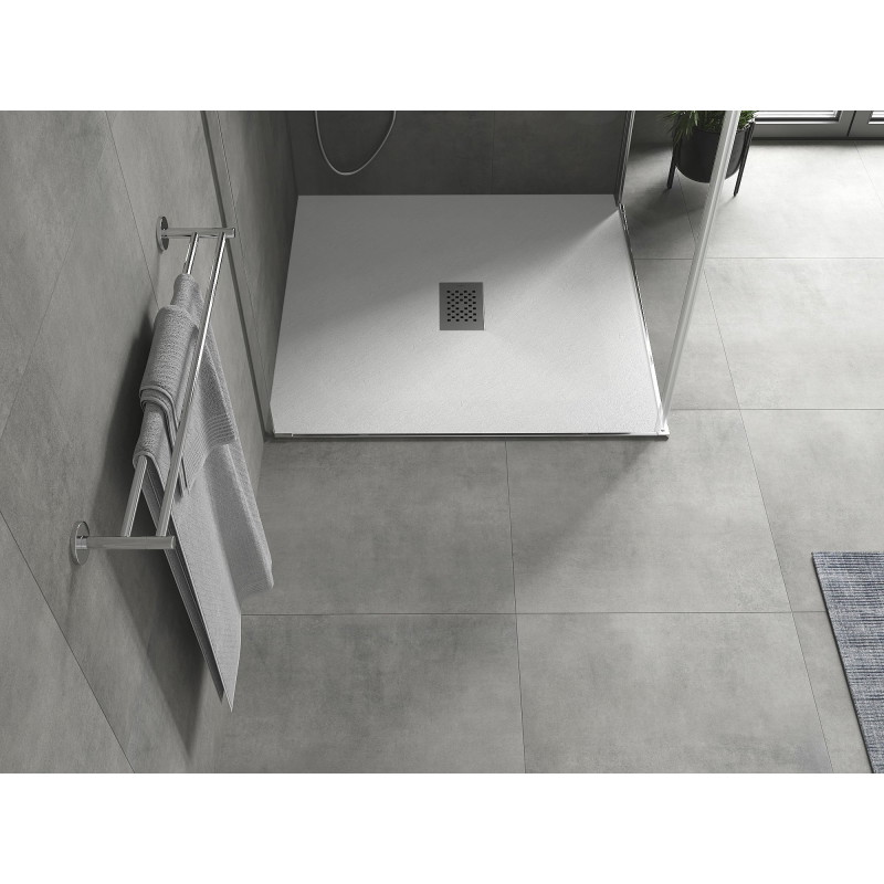 Mexen Hugo receveur de douche carré SMC 100 x 100 cm, blanc, cache inox - 42101010-X