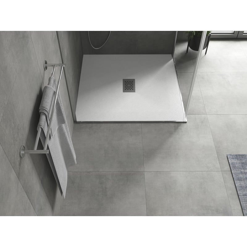 Mexen Hugo receveur de douche carré SMC 100 x 100 cm, blanc, couvercle inox - 42101010-X