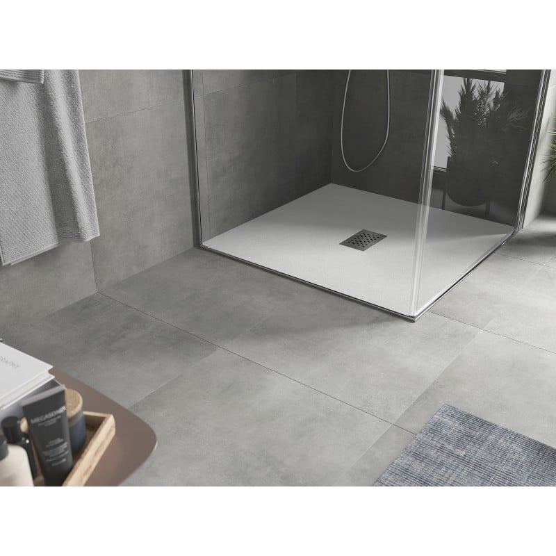 Mexen Hugo receveur de douche carré SMC 100 x 100 cm, blanc, couvercle inox - 42101010-X
