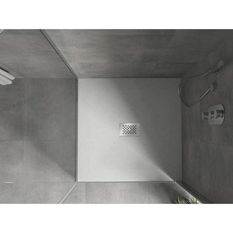 Mexen Hugo receveur de douche carré SMC 100 x 100 cm, blanc, couvercle inox - 42101010-X