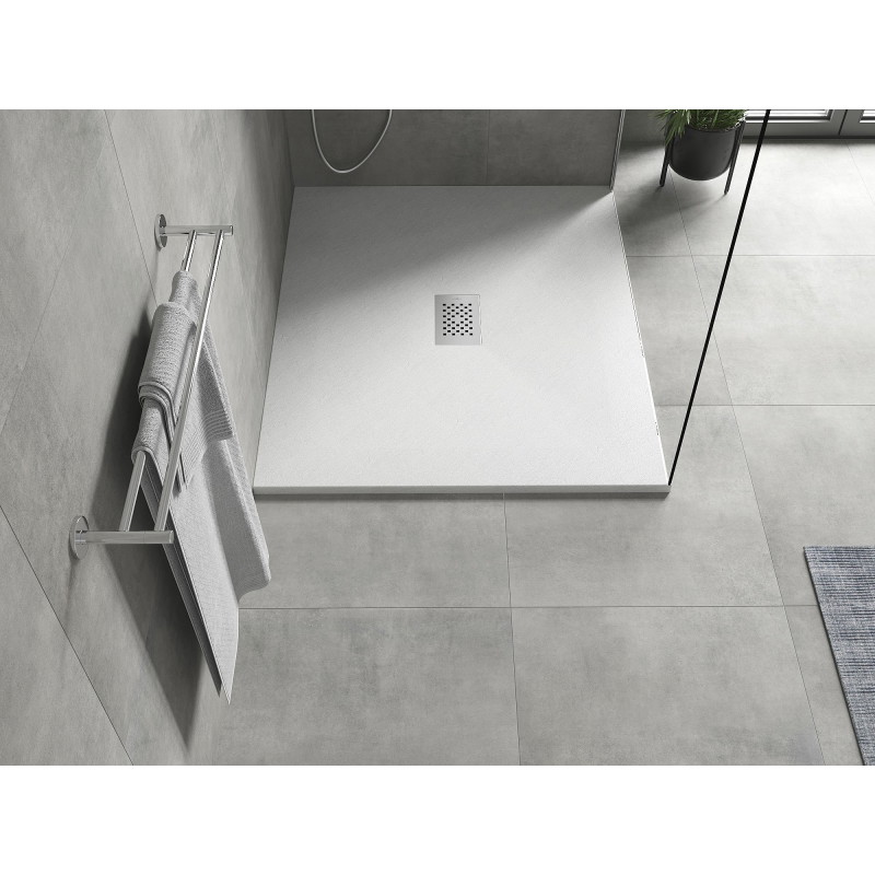 Mexen Hugo receveur de douche rectangulaire SMC 110 x 100 cm, blanc, cache inox - 42101011-X