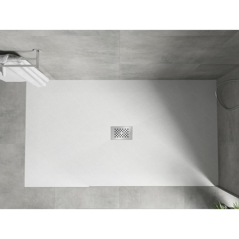 Mexen Hugo receveur rectangulaire SMC 150 x 100 cm, blanc, cache inox - 42101015-X