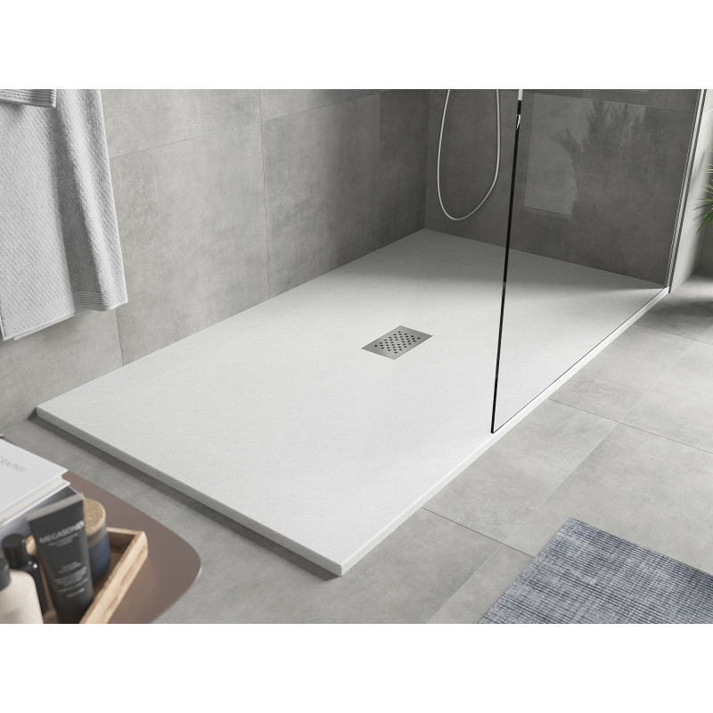 Mexen Hugo receveur rectangulaire SMC 170 x 100 cm, blanc, cache inox - 42101017-X