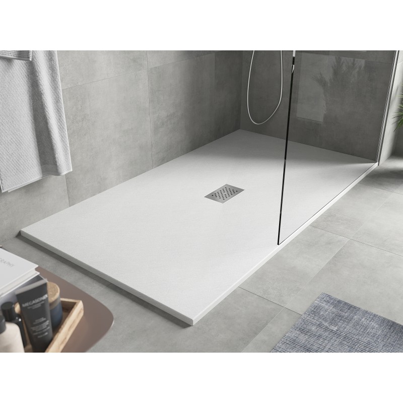 Mexen Hugo receveur rectangulaire SMC 180 x 100 cm, blanc, cache inox - 42101018-X