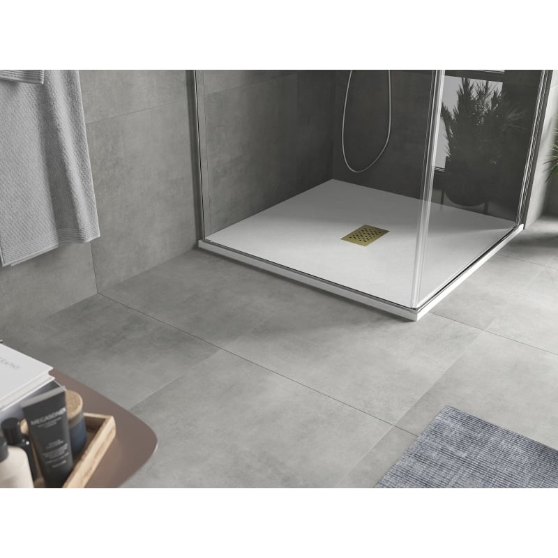 Mexen Hugo receveur de douche carré SMC 100 x 100 cm, blanc, cache doré - 42101010-G