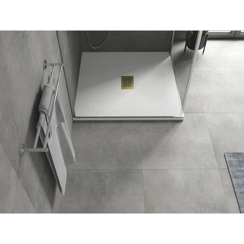 Mexen Hugo receveur de douche carré SMC 100 x 100 cm, blanc, cache doré - 42101010-G