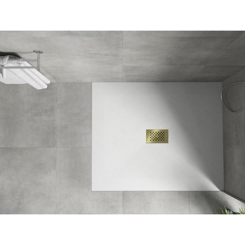 Mexen Hugo receveur de douche rectangulaire SMC 110 x 100 cm, blanc, cache doré - 42101011-G