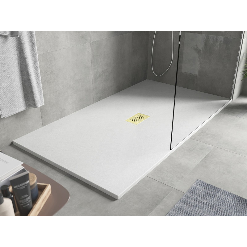 Mexen Hugo receveur rectangulaire SMC 150 x 100 cm, blanc, cache doré - 42101015-G