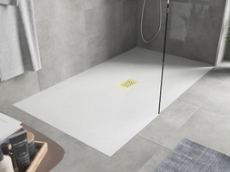 Mexen Hugo receveur rectangulaire SMC 160 x 100 cm, blanc, cache or - 42101016-G