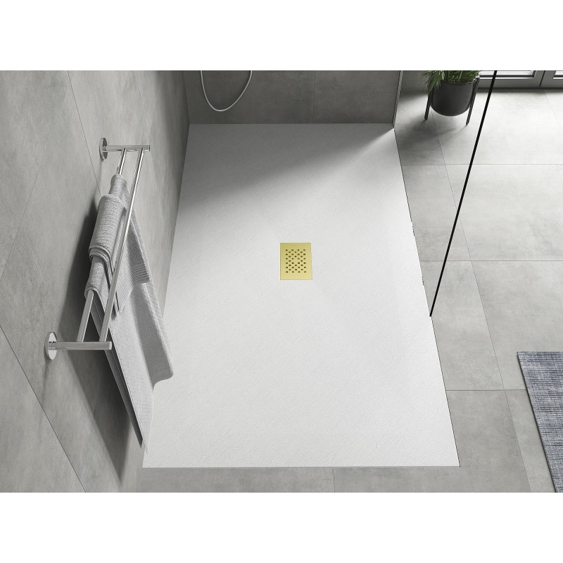 Mexen Hugo receveur rectangulaire SMC 150 x 100 cm, blanc, cache doré - 42101015-G