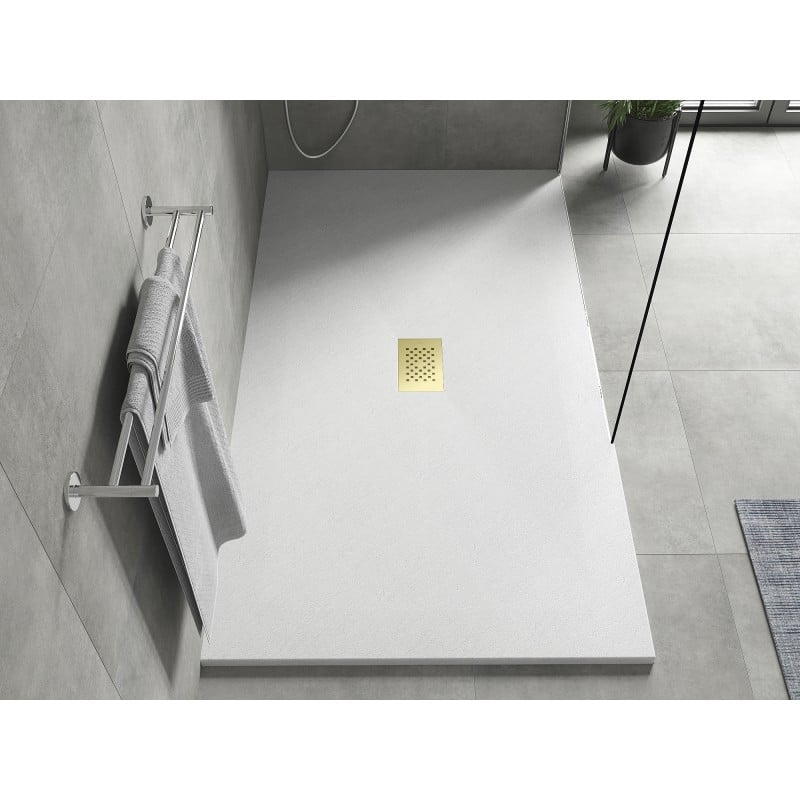 Mexen Hugo receveur rectangulaire SMC 180 x 100 cm, blanc, cache doré - 42101018-G