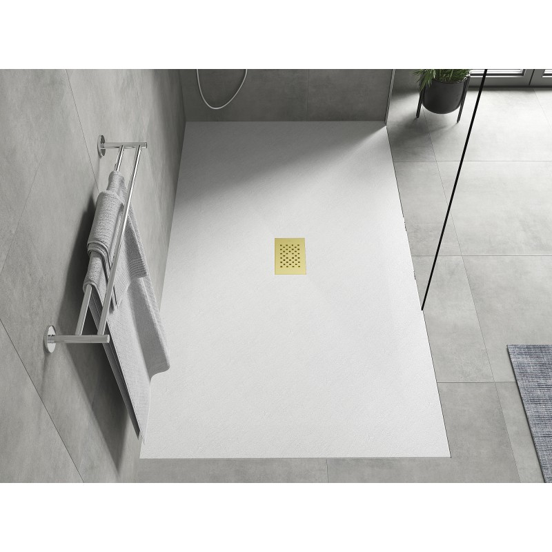 Mexen Hugo receveur rectangulaire SMC 200 x 100 cm, blanc, cache doré - 42101020-G
