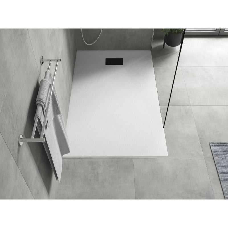 Mexen Hugo receveur de douche rectangulaire SMC 140 x 70 cm, blanc, cache noir - 42107014-B