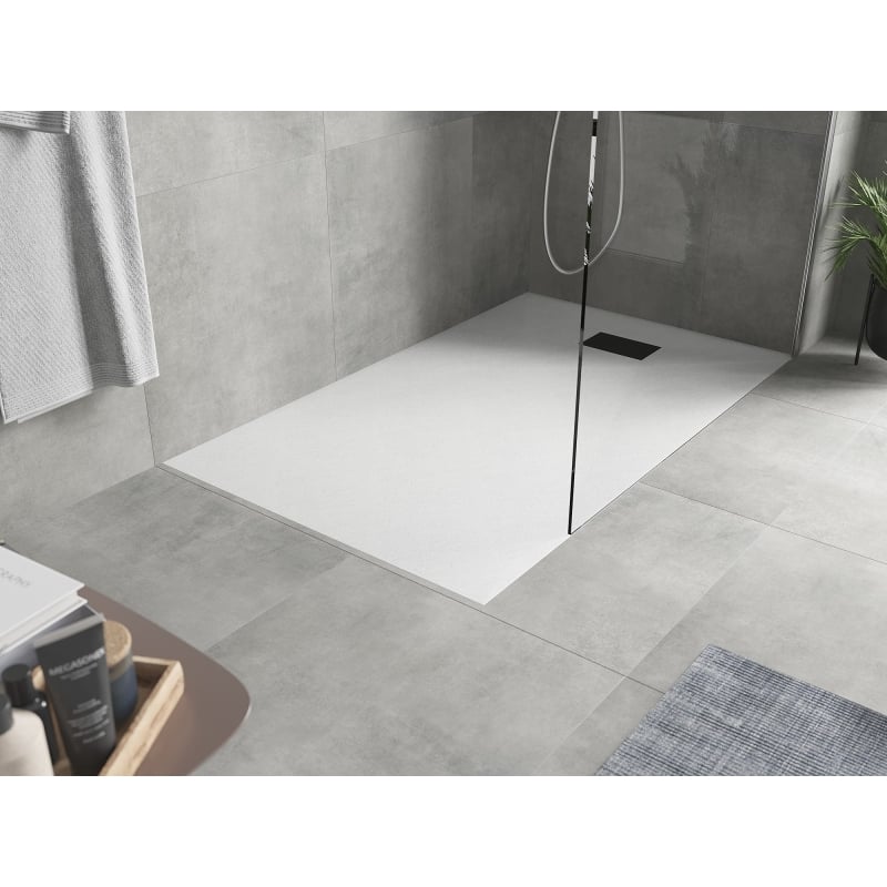 Mexen Hugo receveur de douche rectangulaire SMC 140 x 70 cm, blanc, cache noir - 42107014-B