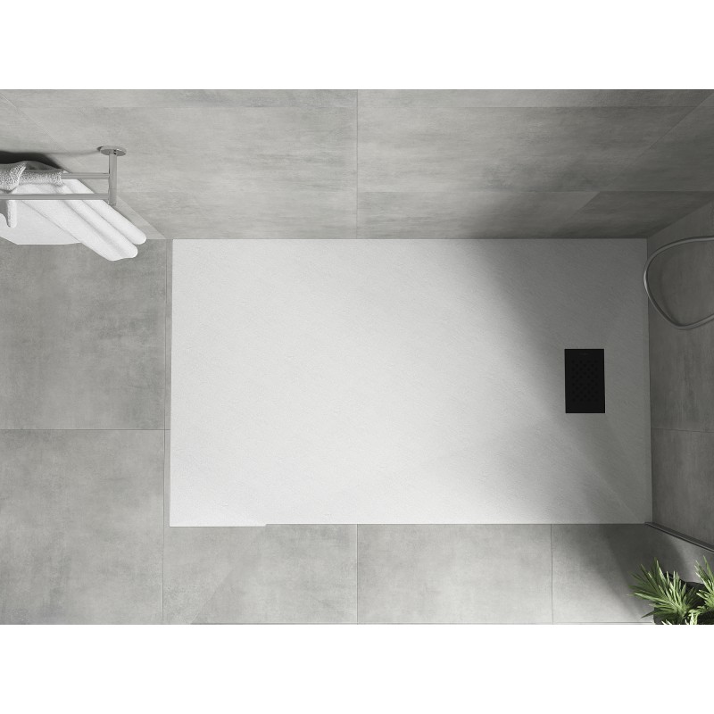Mexen Hugo receveur rectangulaire SMC 150 x 70 cm, blanc, cache noir - 42107015-B