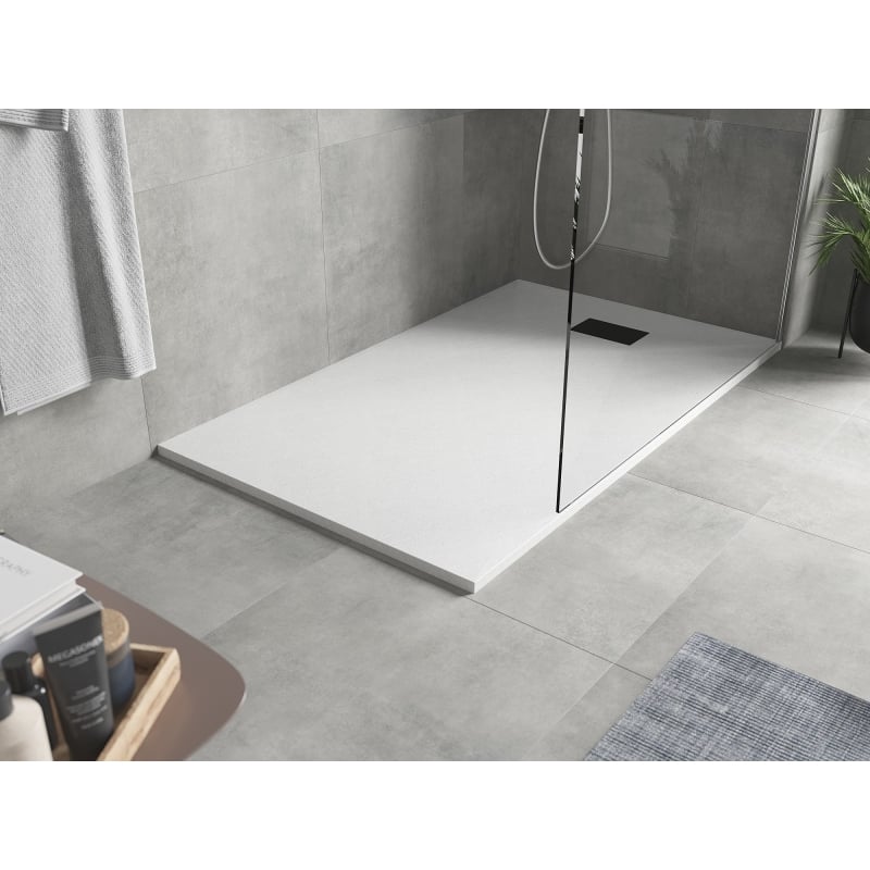 Mexen Hugo receveur de douche rectangulaire SMC 140 x 70 cm, blanc, cache noir - 42107014-B