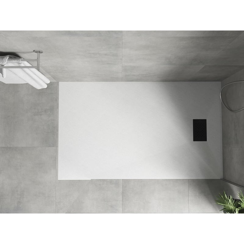 Mexen Hugo receveur de douche rectangulaire SMC 140 x 70 cm, blanc, cache noir - 42107014-B