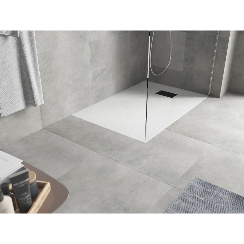 Mexen Hugo receveur rectangulaire SMC 110 x 80 cm, blanc, cache noir - 42108011-B