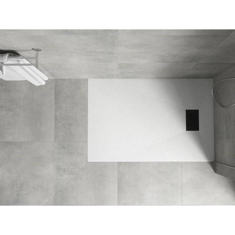 Mexen Hugo receveur rectangulaire SMC 100 x 80 cm, blanc, cache noir - 42108010-B