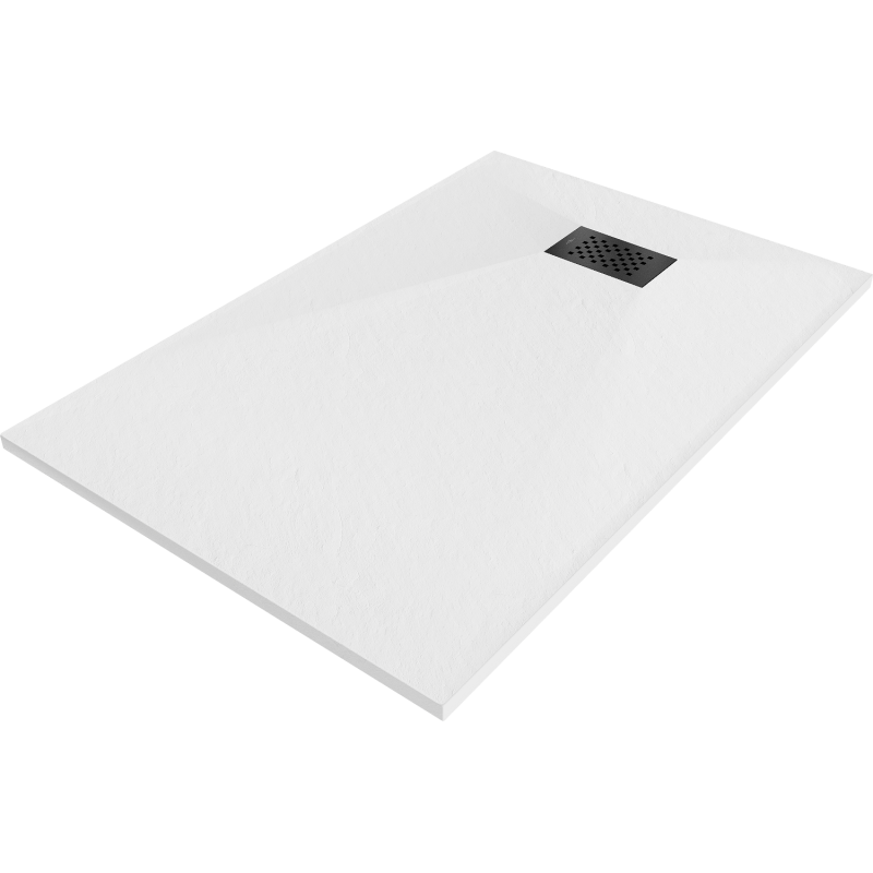 Mexen Hugo receveur rectangulaire SMC 110 x 80 cm, blanc, grille noire - 42108011-B