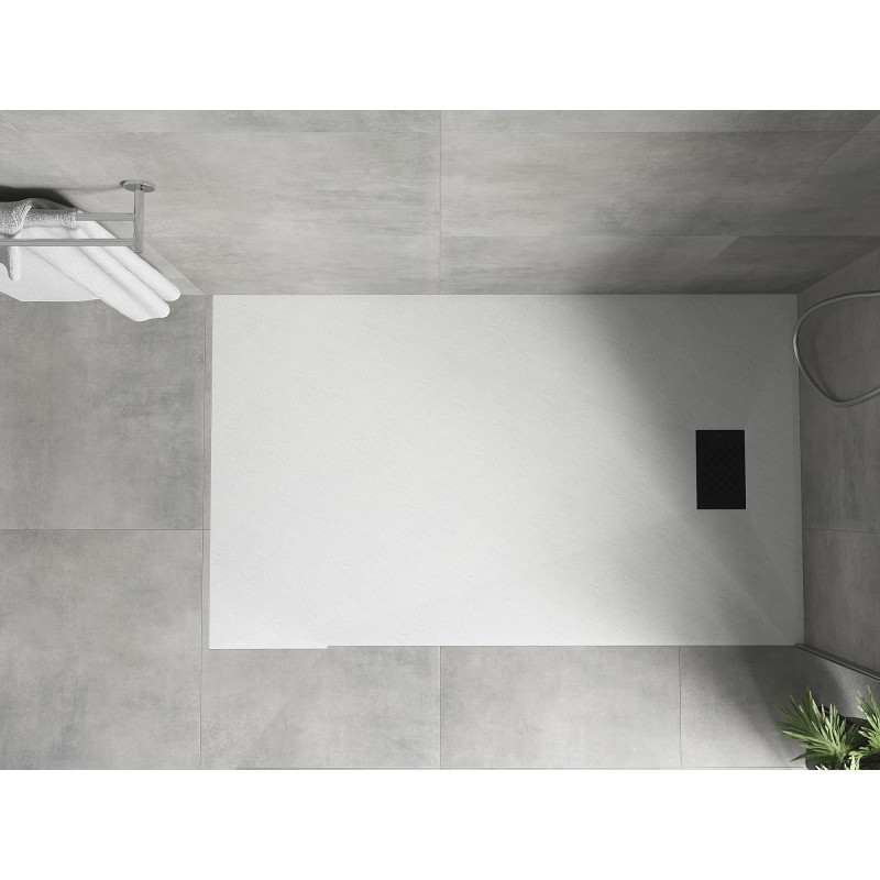 Mexen Hugo receveur rectangulaire SMC 160 x 80 cm, blanc, cache noir - 42108016-B