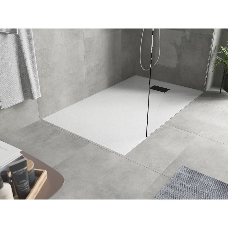 Mexen Hugo receveur rectangulaire SMC 160 x 80 cm, blanc, cache noir - 42108016-B