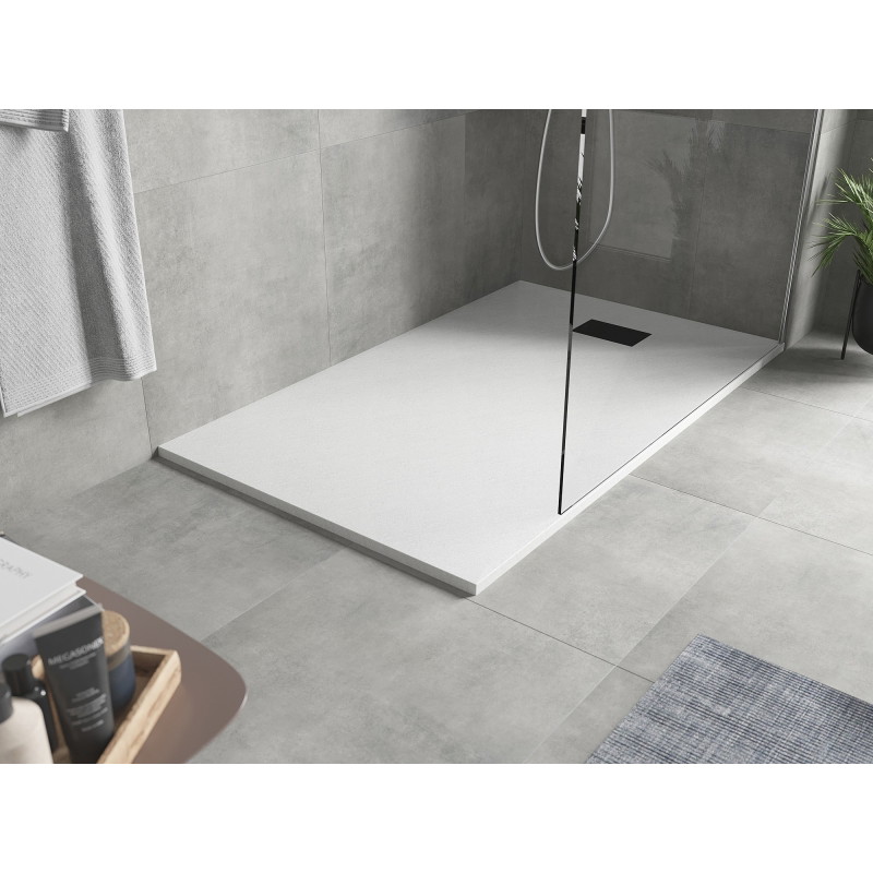 Mexen Hugo receveur de douche rectangulaire SMC 160 x 80 cm, blanc, cache noir - 42108016-B