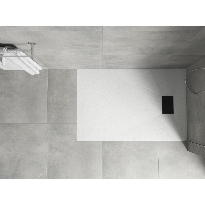 Mexen Hugo receveur rectangulaire SMC 130 x 90 cm, blanc, cache noir - 42109013-B