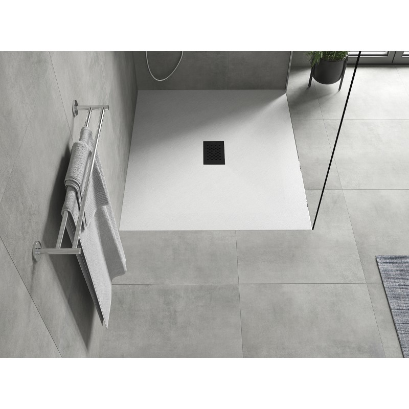 Mexen Hugo receveur de douche rectangulaire SMC 140 x 100 cm, blanc, cache noir - 42101014-B