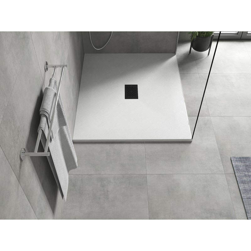 Mexen Hugo receveur de douche rectangulaire SMC 140 x 100 cm, blanc, cache noir - 42101014-B